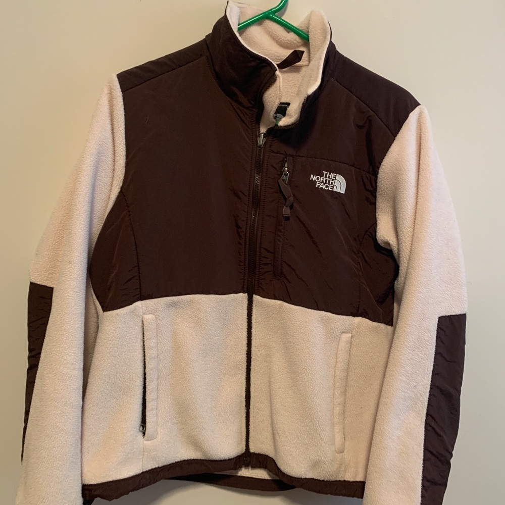Pink and brown North Face jacket